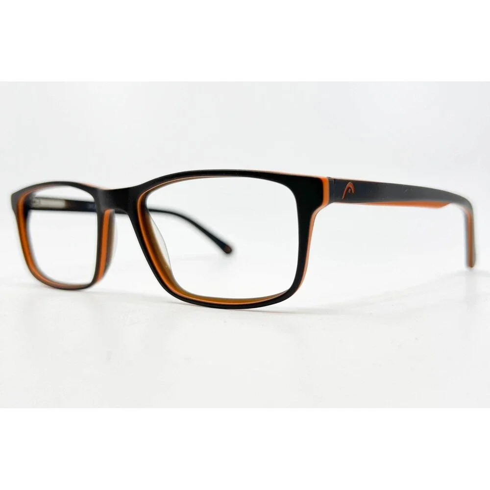 HEAD Eyeglasses Mens Black Orange Rectangular HD 686 C1 54-18-140